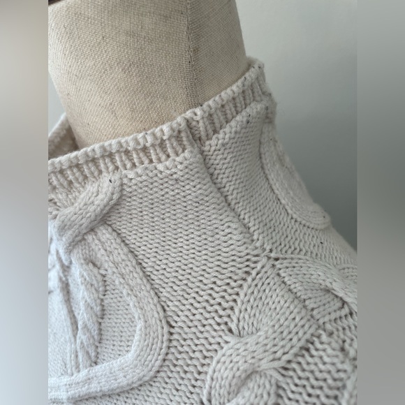 Intermix Deja Fringe Cable Knit Wool Blend Turtleneck Sweater - Picture 5 of 16